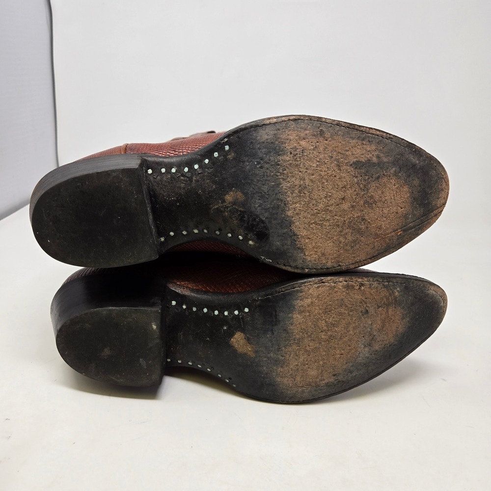 Mens Brown Lizard Skin Western Cowboy Boots Pointed Toe Stitched Leather 8.5D - Picture 8 of 14